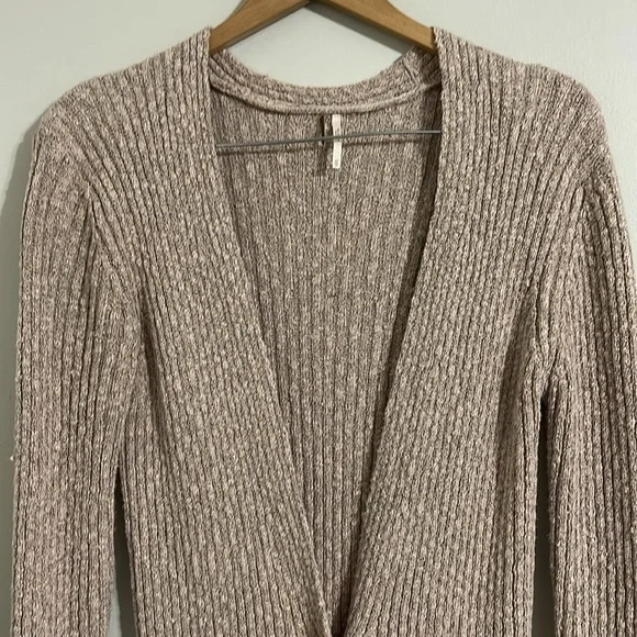 Free People 'Skylight' Rib-Knit Long Cardigan Sweater, Morning Oat XS - Picture 4 of 14